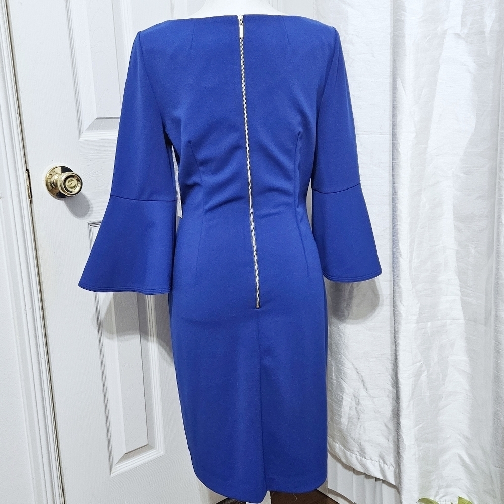 NWT Jessica H  Cobalt Blue Bell Sleeve  Dress Sz 10 - Picture 3 of 4